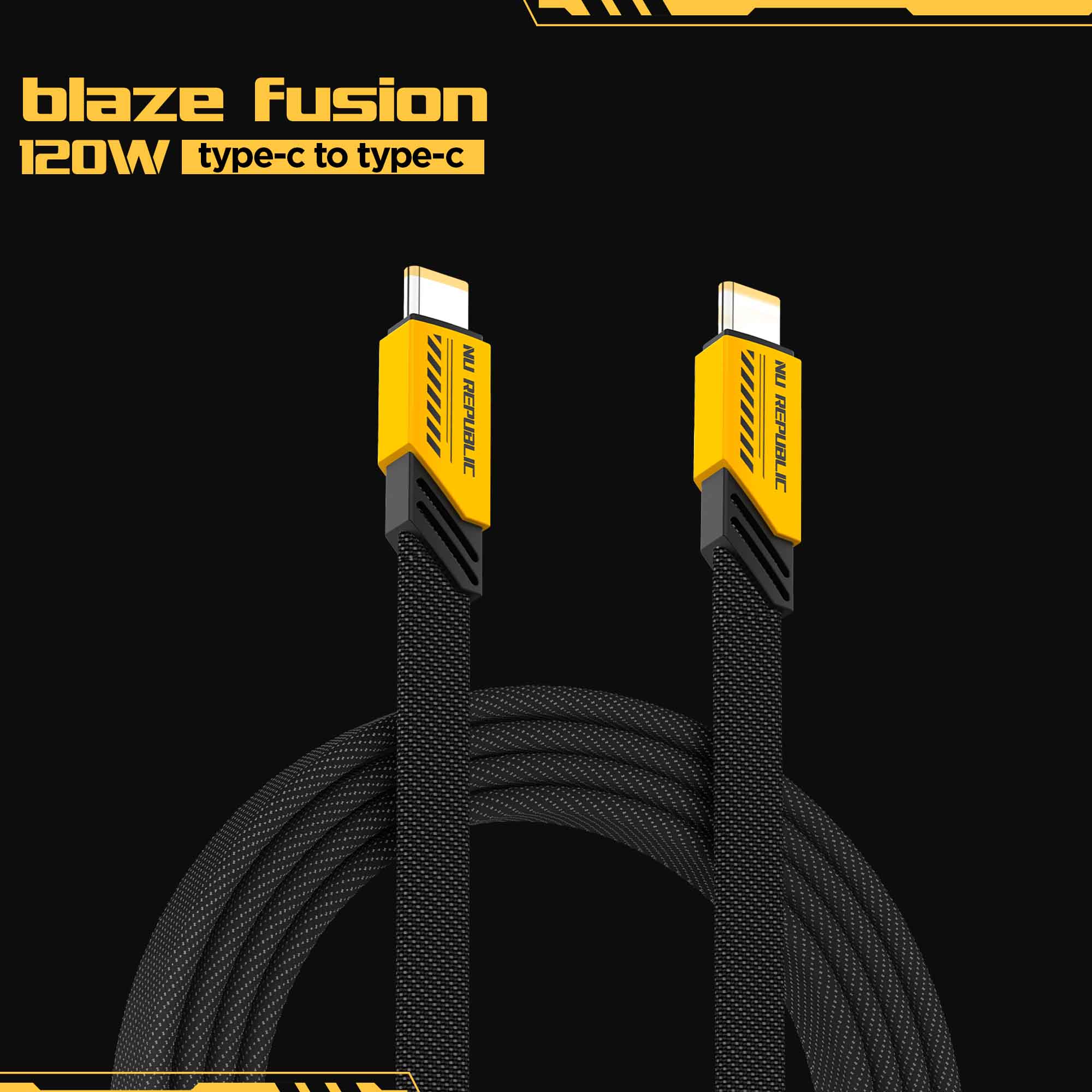 Blaze Fusion 120W Fast Charging Carbon fiber design cable (C-C Type)
