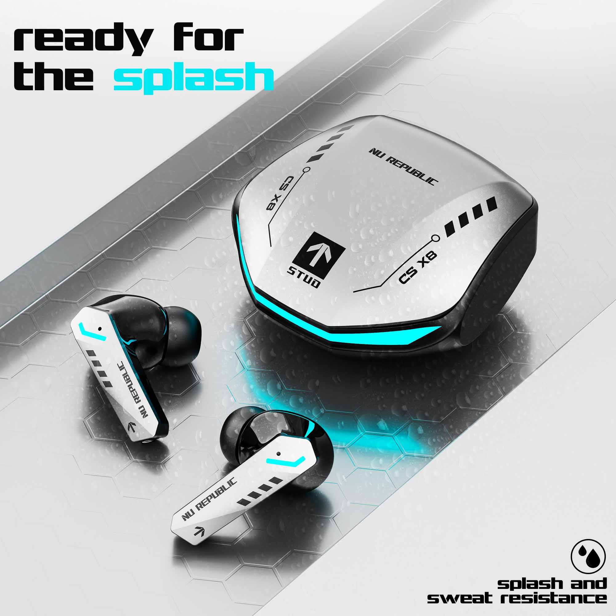 Cyberstud X8 wireless earbuds designed to resist sweat and splashes