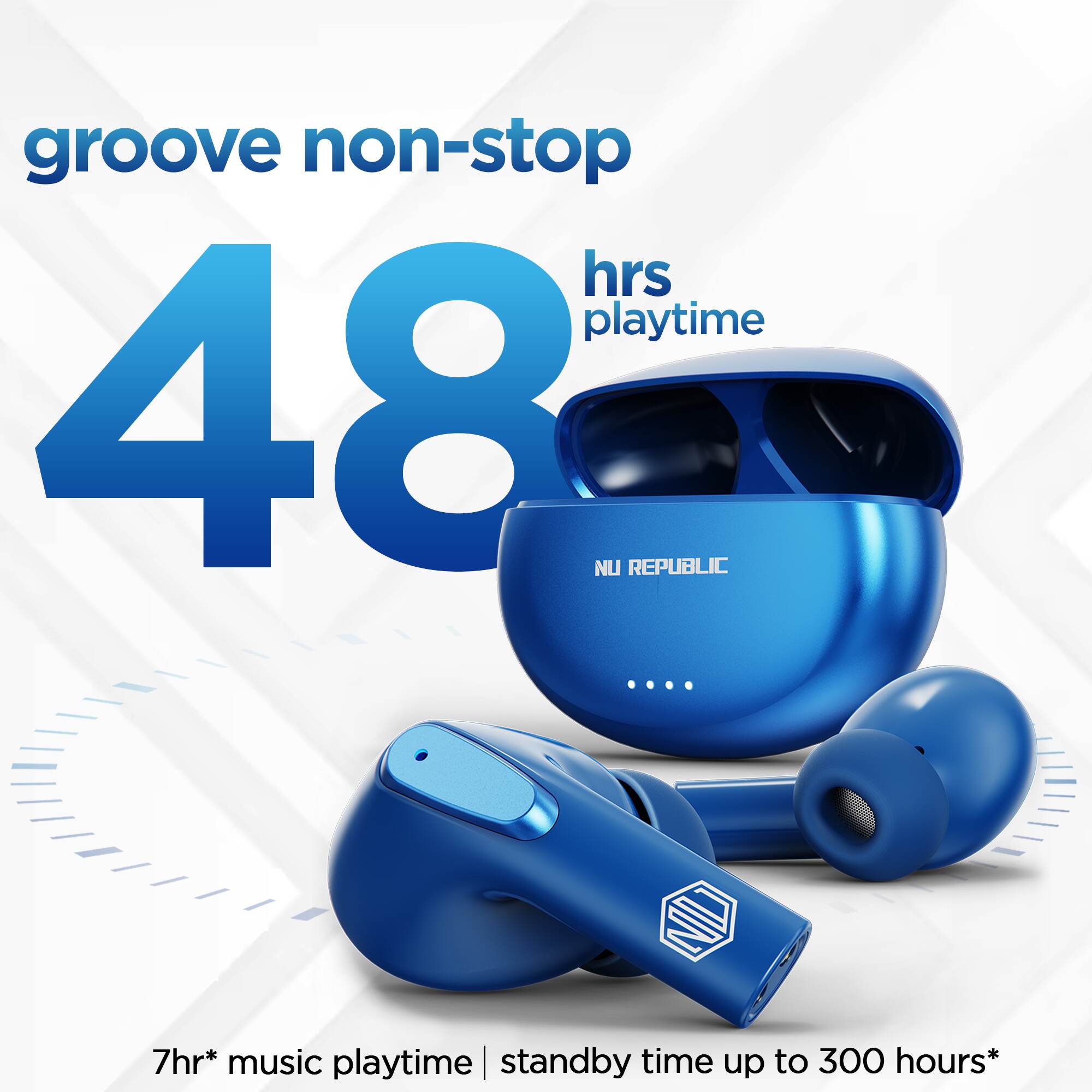 Epic X3 wireless earbuds with up to 48 hours of total playtime for uninterrupted music and calls