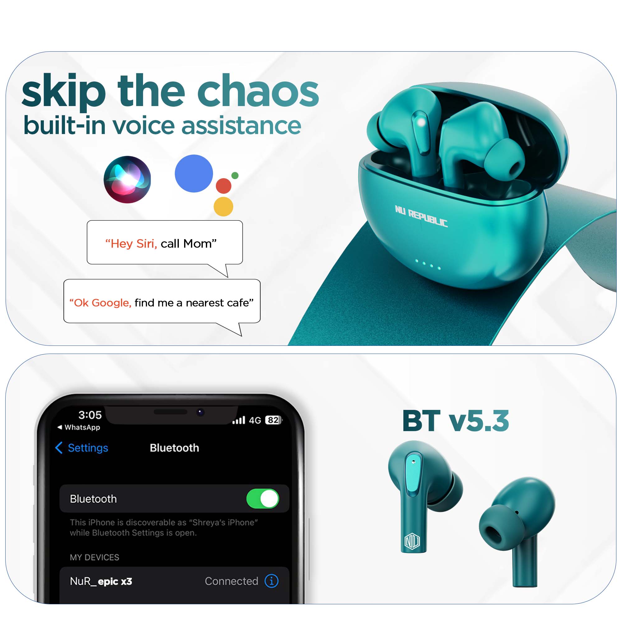 Epic X3 earbuds with fast and stable Bluetooth connectivity for seamless pairing