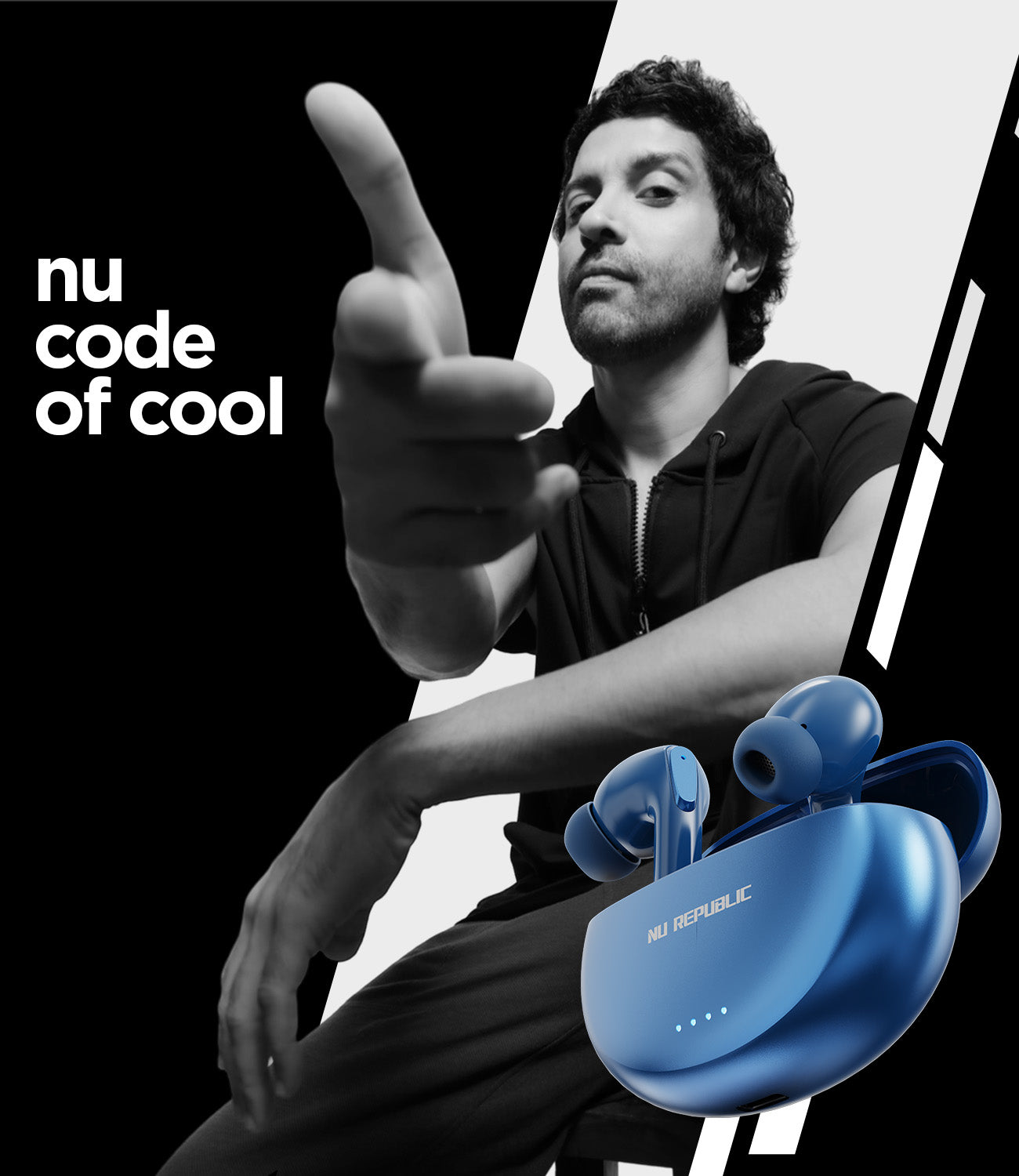 Farhan Akhtar enjoying Epic X3 wireless earbuds with extended battery life and premium sound performance