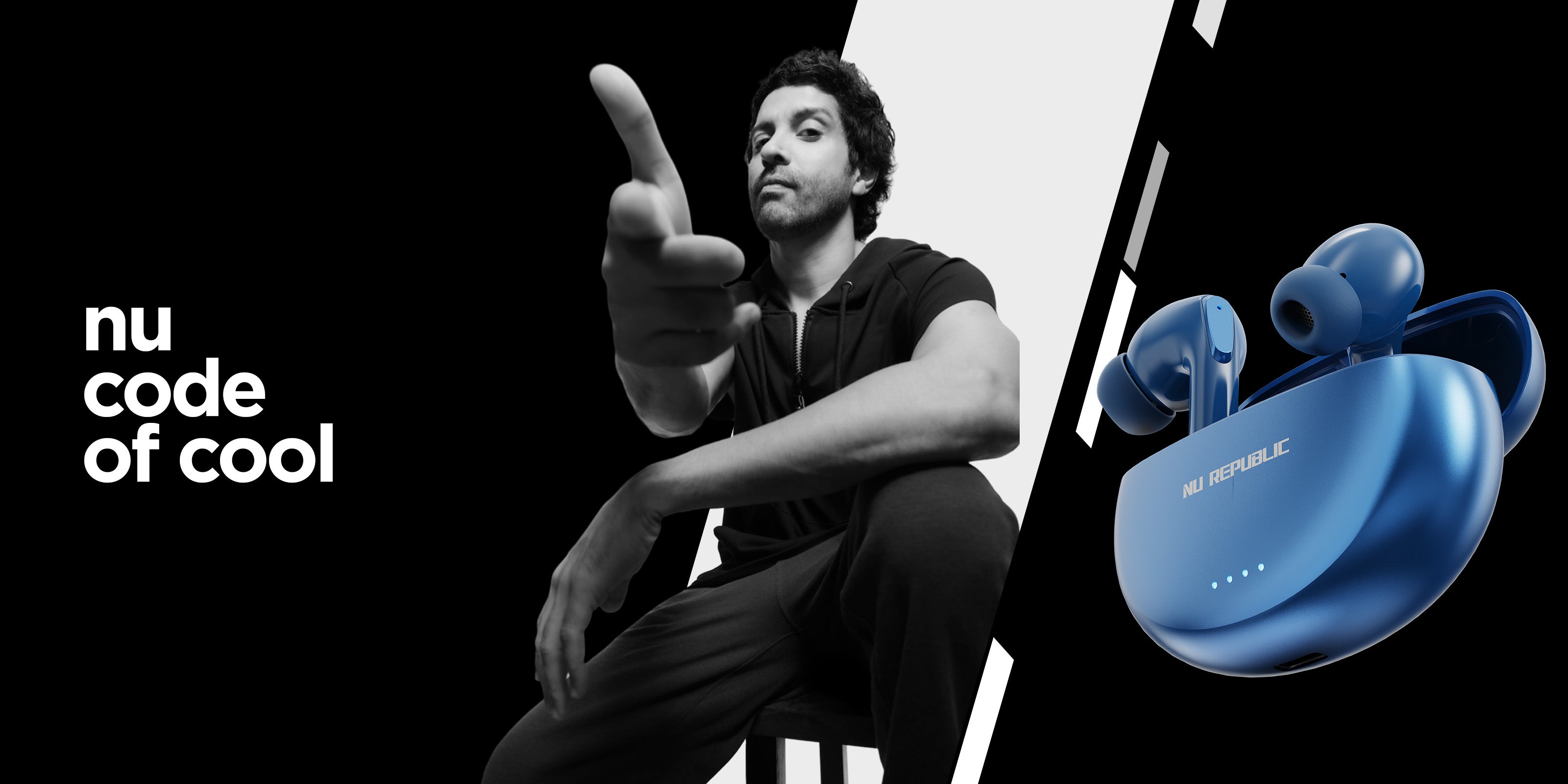 Farhan Akhtar with Epic X3 TWS earbuds featuring deep bass, touch controls, and all-day comfort