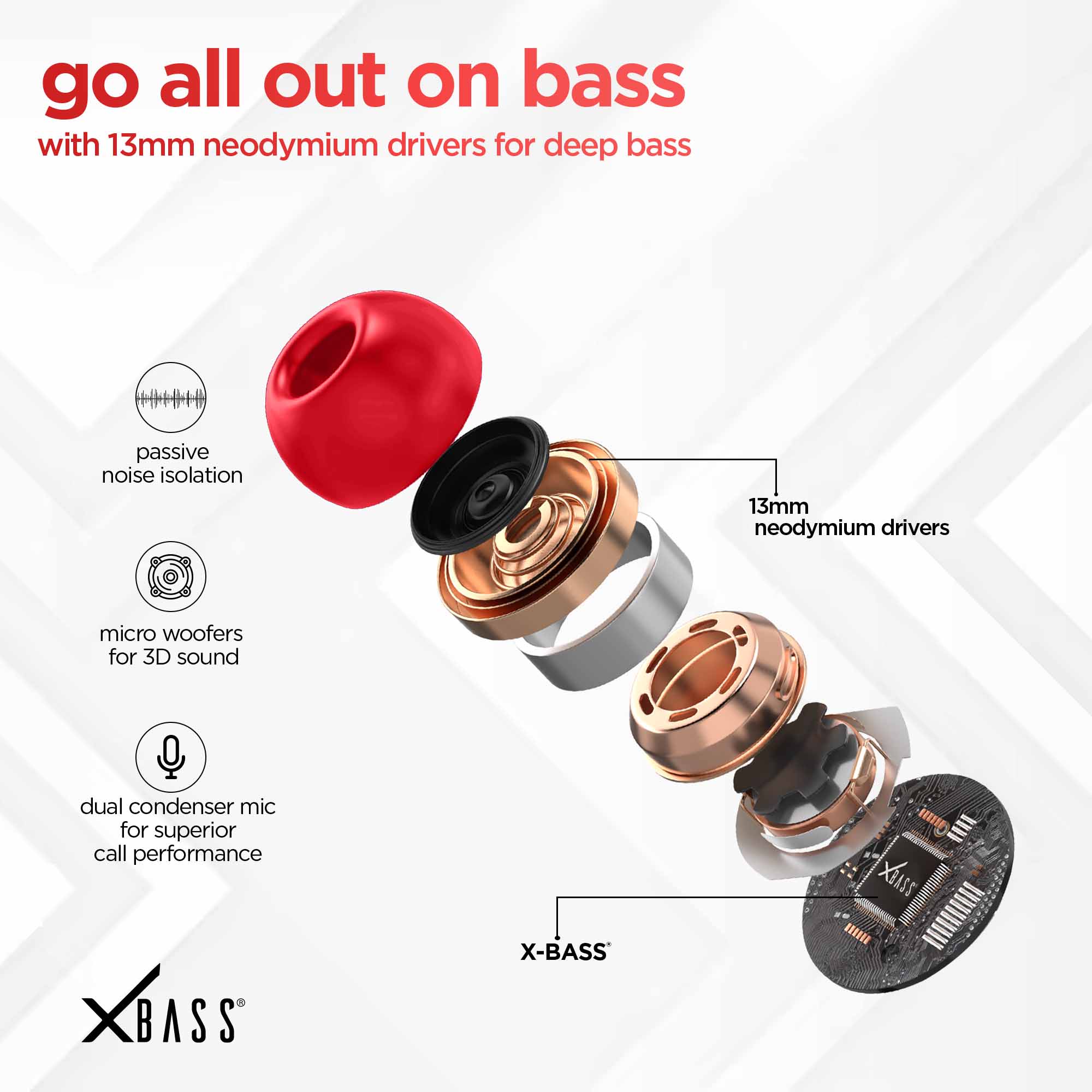 Epic X3 Hot Pink earbuds featuring powerful 13mm neodymium drivers for rich and dynamic audio