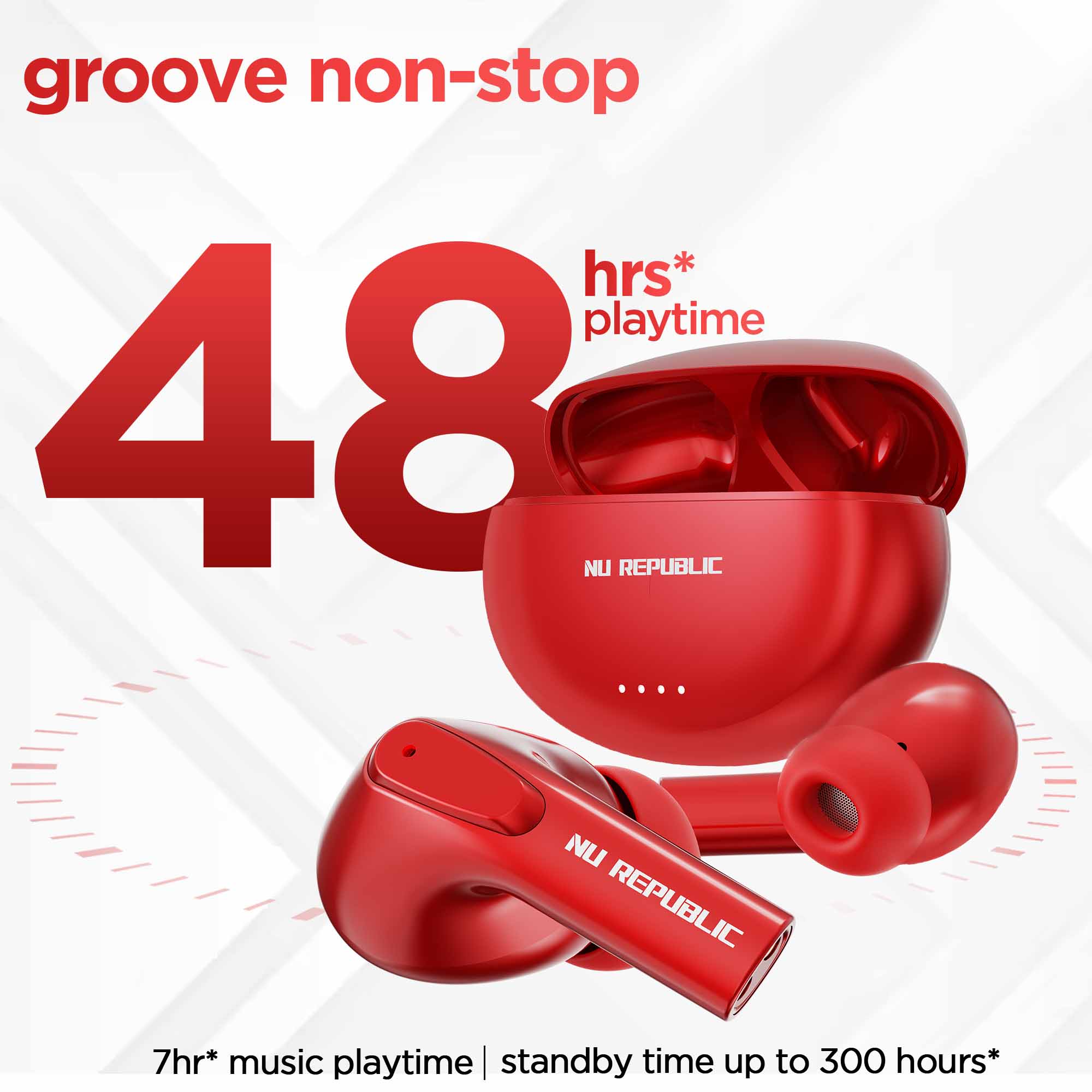 Epic X3 Hot Pink earbuds with up to 48 hours of total playtime for uninterrupted music and calls