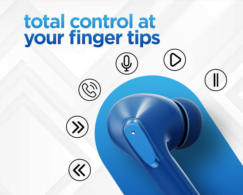 Epic X3 true wireless earbuds with intuitive touch controls for music, calls, volume adjustment, and voice assistant access