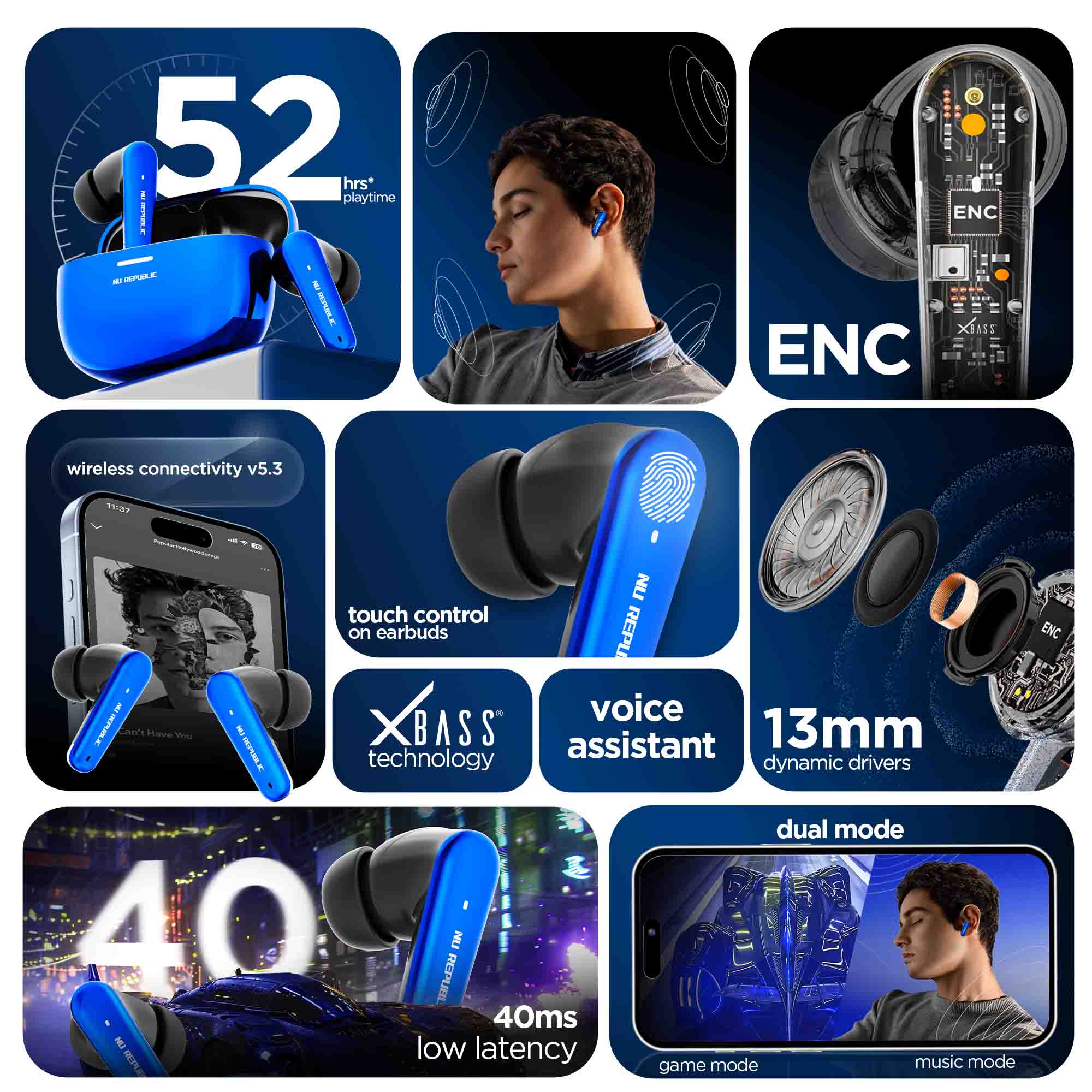 Epic X4 Green earbuds powered by X-Bass technology for deep bass and rich sound quality