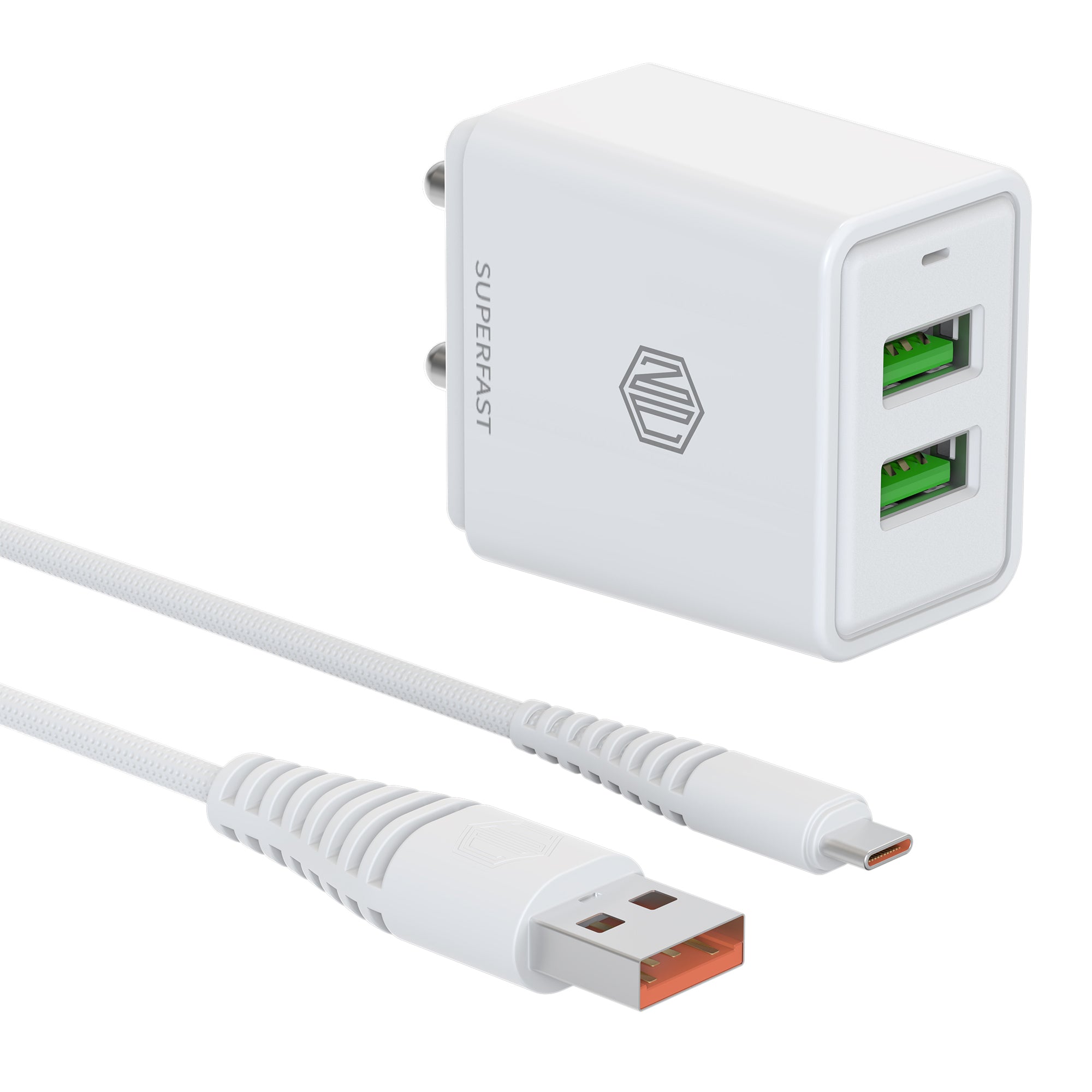 15.5W Dual USB Port Superfast Charger with Cable